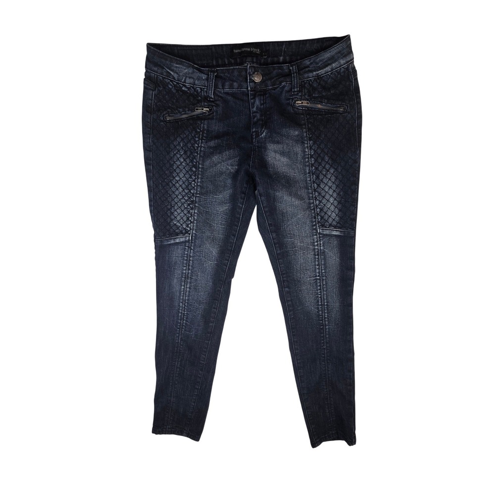 Twentyone Black by Rue21 Womens Super Skinny Moto Jeans Dark Wash Blue 11/12 R